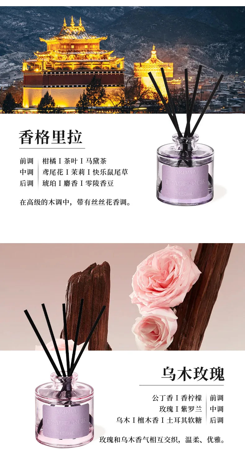 50ml Aromatic Reed Diffuse Home Hotel Air Freshener Toilet Deodorant Freshener Room Ornament Fragrance Reed Rattan Diffuser Sets