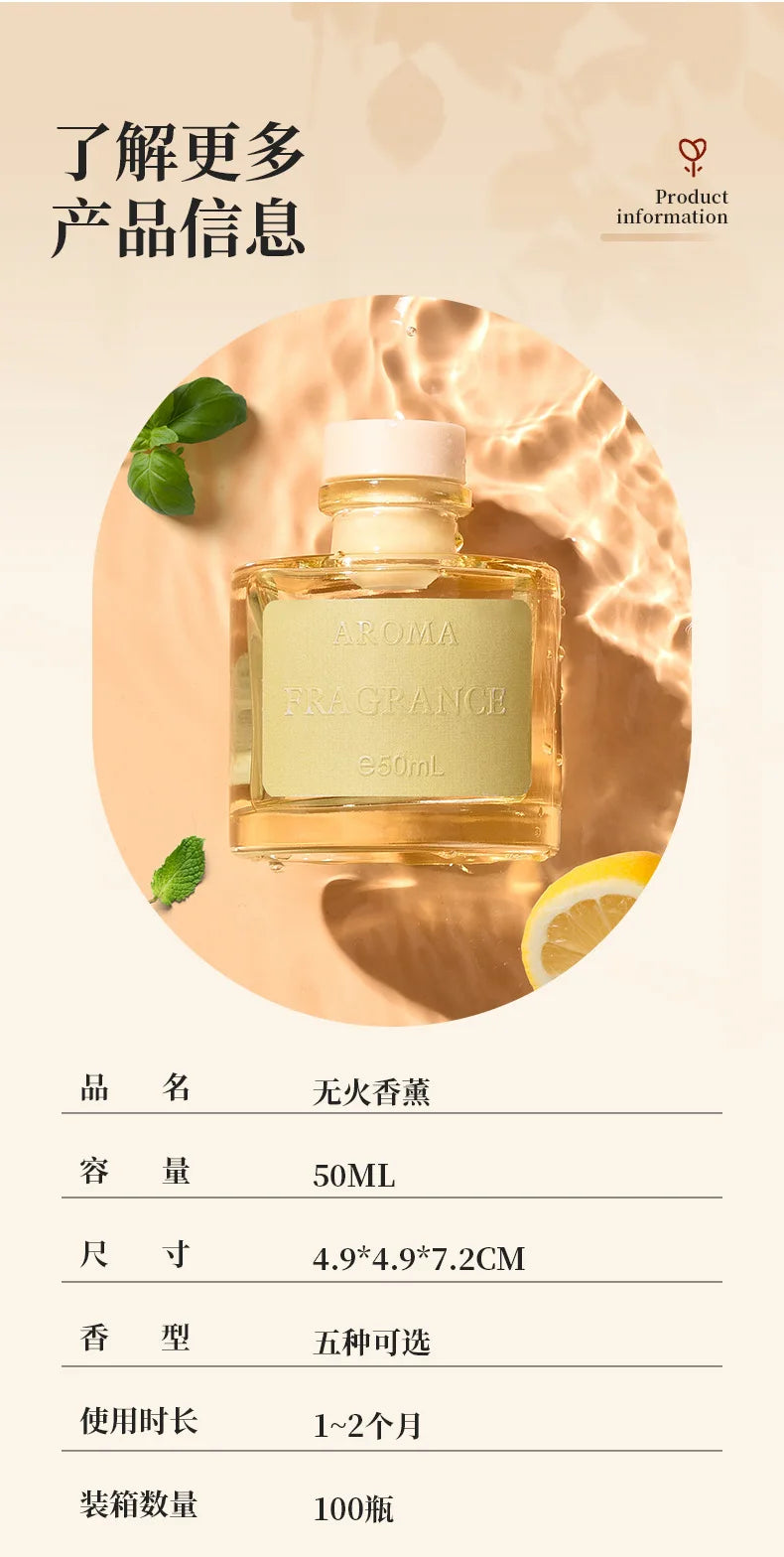 50ml Aromatic Reed Diffuse Home Hotel Air Freshener Toilet Deodorant Freshener Room Ornament Fragrance Reed Rattan Diffuser Sets